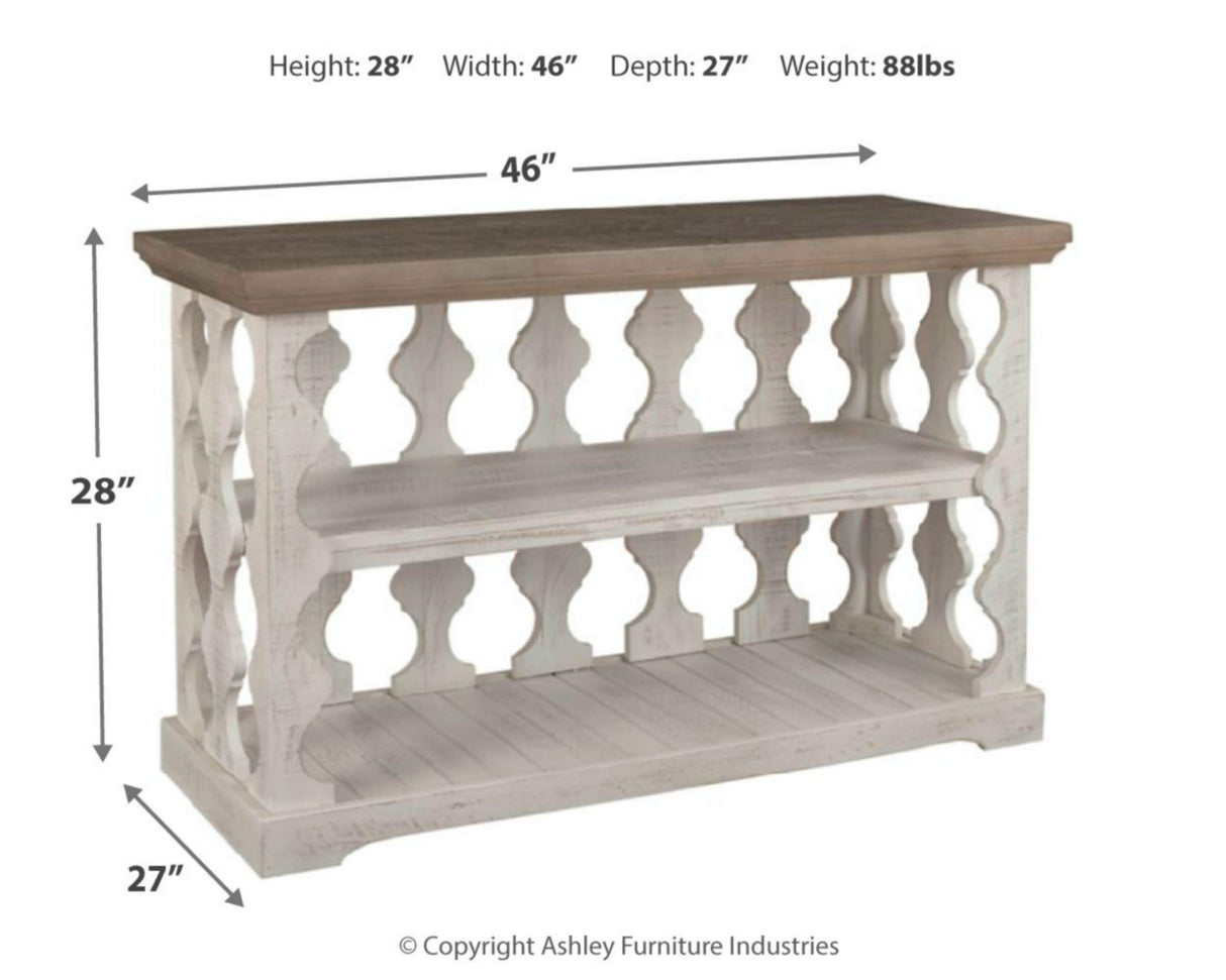 Signature Design by Ashley Havalance Farmhouse Sofa Table with 2 Fixed Storage Shelves, Gray & White with Weathered Finish Signature Design by Ashley