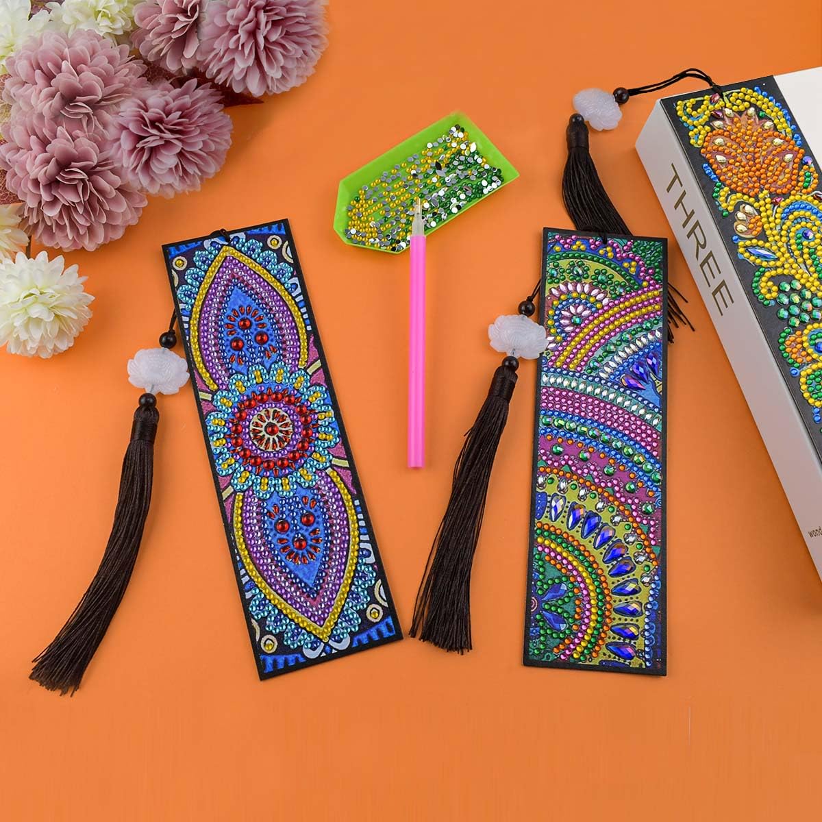 3 Pieces 5D Diamond Art Bookmark Kits for DIY Craft Diamond Art Dotz Bookmarks with Tassel for Beginner Kids Adults Women Book Lovers Rhinestones Beaded Leather Corner Bookmark Christmas Supplies yuntop