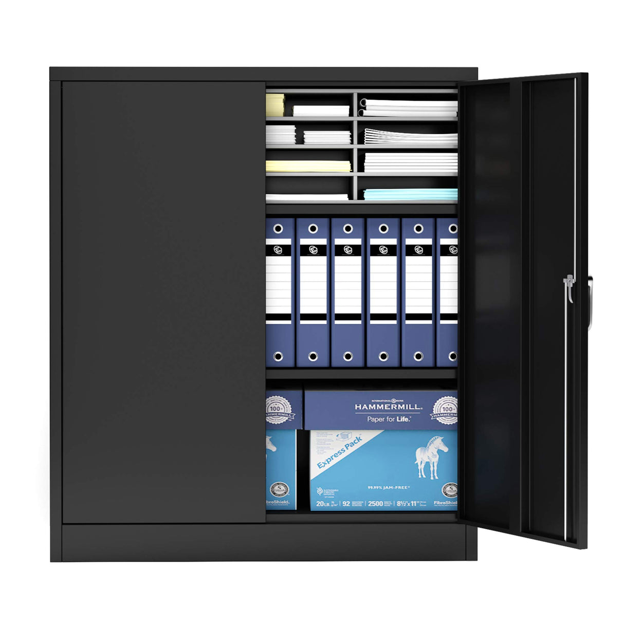 Aobabo Lockable Metal Storage Cabinet with Adjustable Shelves,Office File Cabinet for Secure Storage with 2 Doors,Black,Assembly Required Aobabo