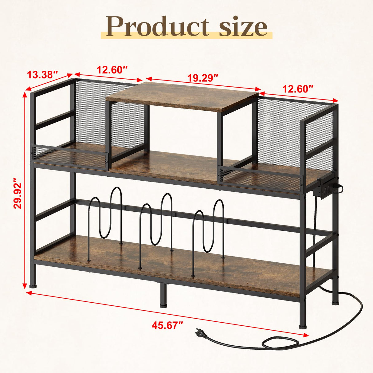Record Player Stand with Power Outlets & LED Lights, Turntable Stand Cabinet Holds 350+ Vinyl Records, Storage Shelf with 3 Adjustable Dividers for Living Room Audio Video, Gift for Vinyl Lover Sonyabecca