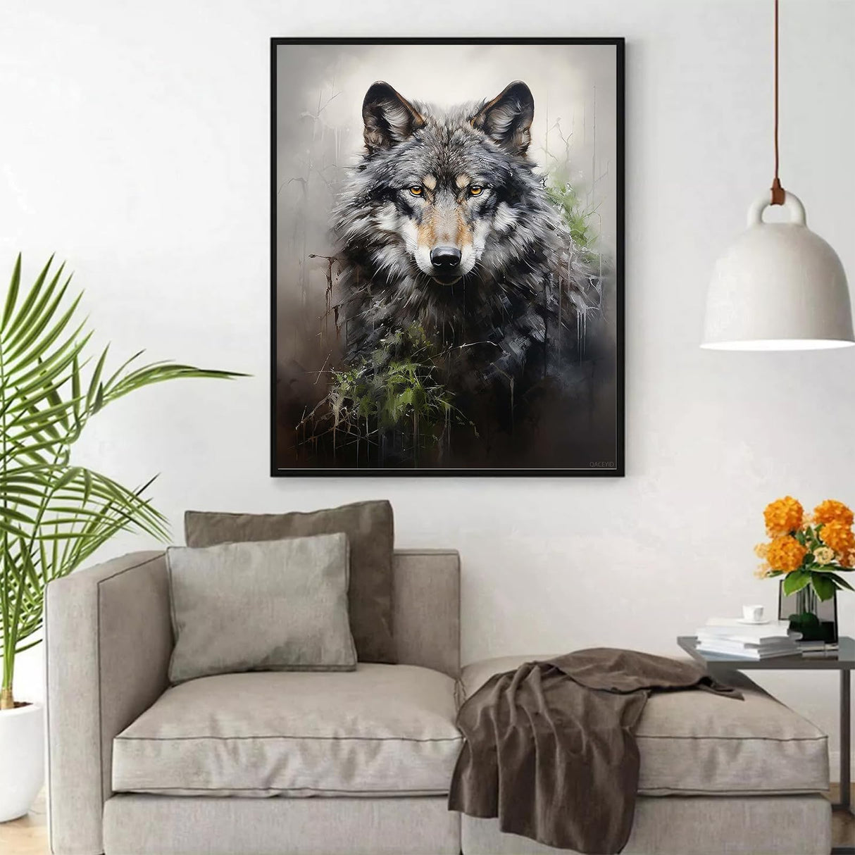 QACEYID Paint by Numbers Wolf for Adults, Acrylic Oil Painting by Numbers Kits for Beginner with Paintbrushes Brushes Paintwork Art Canvas for Home Decor 16x20 inch / 40x50 cm QACEYID