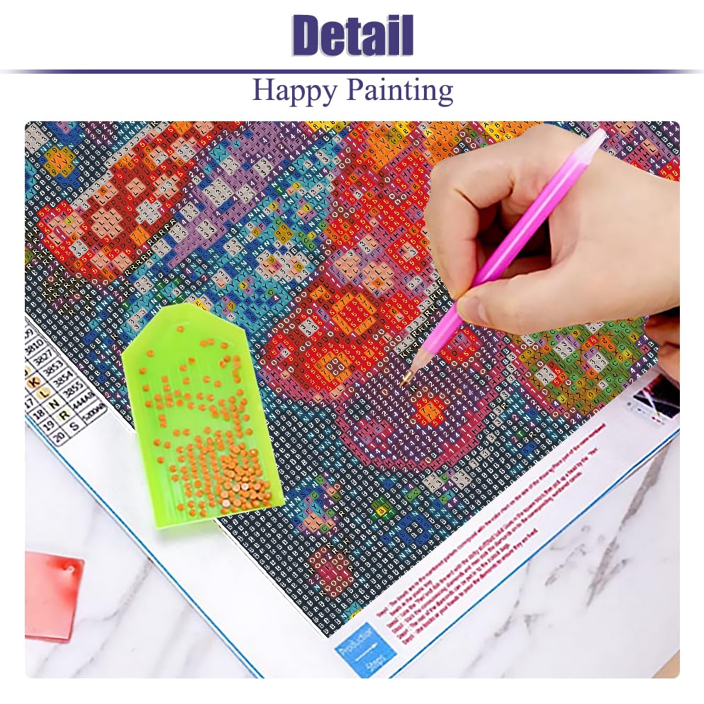 DIY Diamond Painting Kits for Adults-Flowers Diamond Art Kits for Adults Beginners, 5D Diamond Painting Flowers, Full Round Drill Diamond Art Gem Art and Crafts 14x14inch mjcakrn