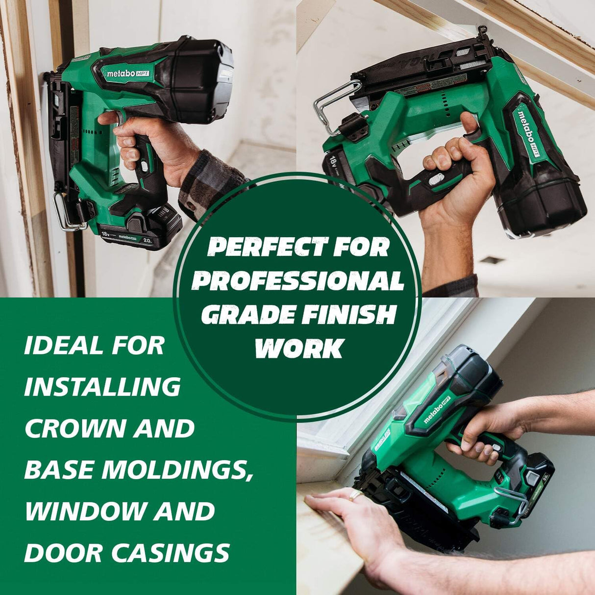 Metabo HPT 18V MultiVolt™ Straight Cordless Finish Nailer Kit, 16 Gauge Finish Nailer, (1) 18V 2.0Ah Lithium Ion Battery w/Fuel Gauge, Accepts Finish Nails, Lifetime Power Tool Warranty, NT1865DMST Metabo HPT
