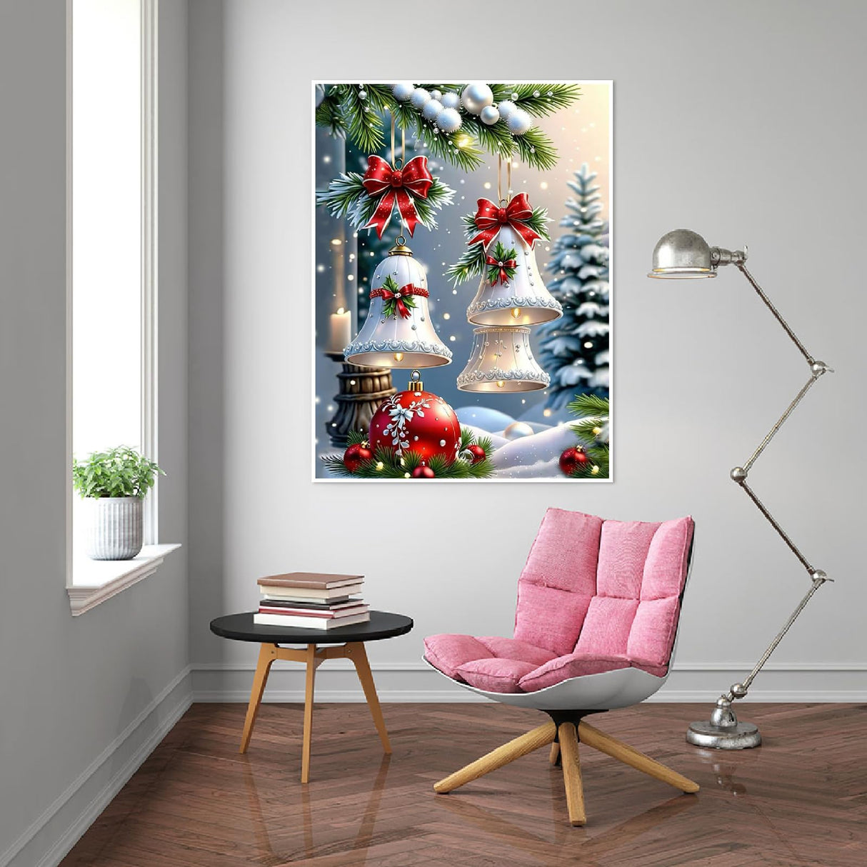 Canrichshop Christmas Bell Diamond Art Beginners,Christmas Diamond Painting Kits for Adults,5D Full Drill Diamond Dot,Gem Art Crafts for Adult Wall Decor 12x16inch Canrichshop