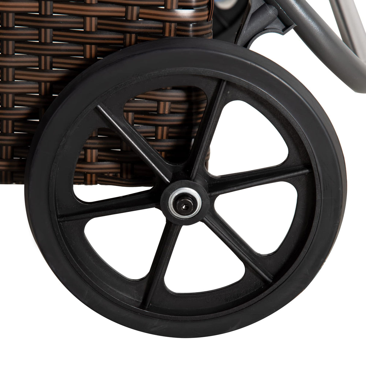 Outsunny Wicker Outdoor Chaise Lounge Set of 2, 5-Level Adjustable Backrest PE Rattan Pool Lounge Chair with Wheels, Cushion & Headrest, Brown and Gray Outsunny