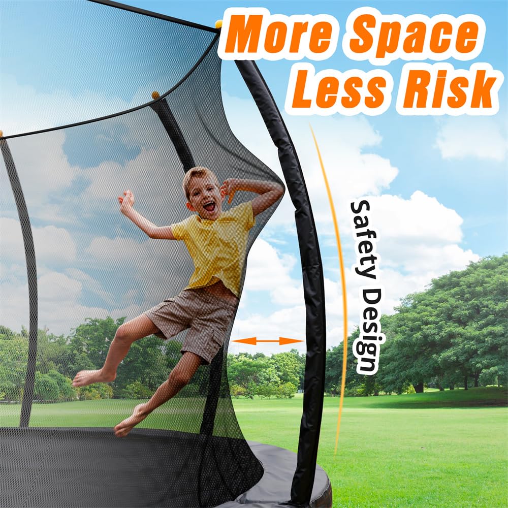 16FT Pumpkin Trampoline with Enclosure Net,Recreational Trampolines for Adults with Jump Game and Galvanized Steel Frame,Outdoor Trampoline with Ladder,Straight Poles Backyard Fun,Black+Yellow TRIPLE TREE
