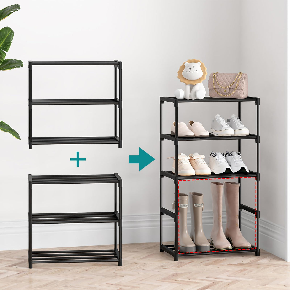 Autonomier 3 Tier Small Shoe Rack, Narrow Stackable Shoe Shelf for Kids Toddler Adult, Lightweight Shoe Rack Stand for Closet Dorm Storage Organizer, Front Door Entrance, Entryway Autonomier
