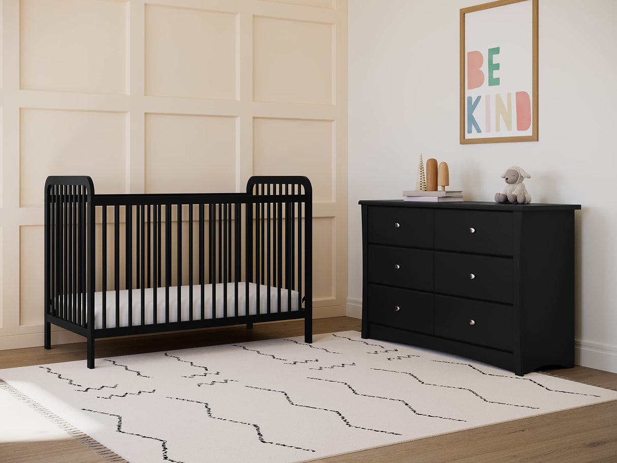 Storkcraft Pasadena 3-in-1 Convertible Crib (Black) – GREENGUARD Gold Certified, Converts to Daybed and Toddler Bed, Fits Standard Full-Size Crib Mattress, Adjustable Mattress Height Storkcraft