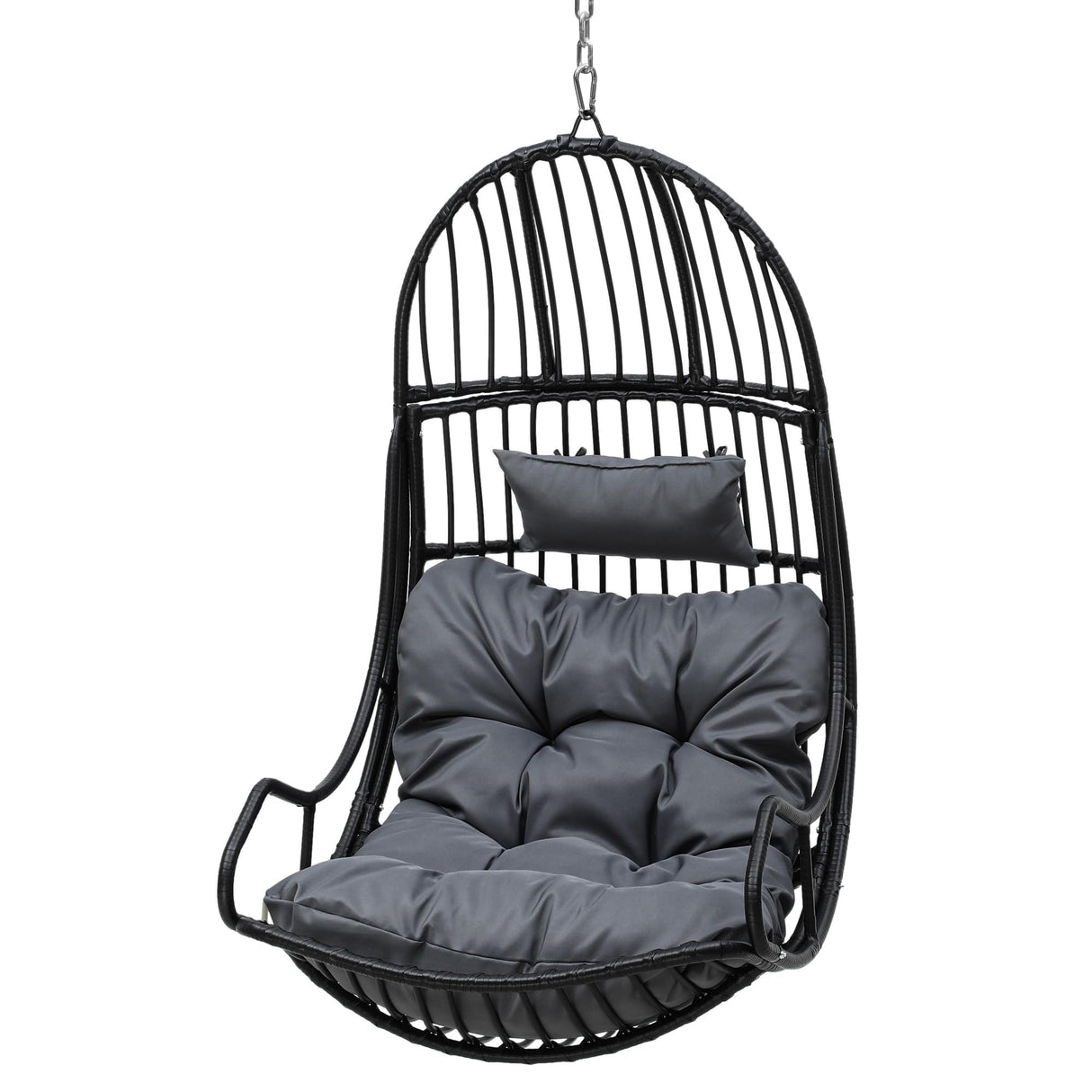 DWVO Hammocks Swing Chair with Cushions 330 LBS, Comfortable Egg Chair Wicker for Patio, Bedroom, Garden, Balcony Indoor and Outdoor Use, Gray DWVO