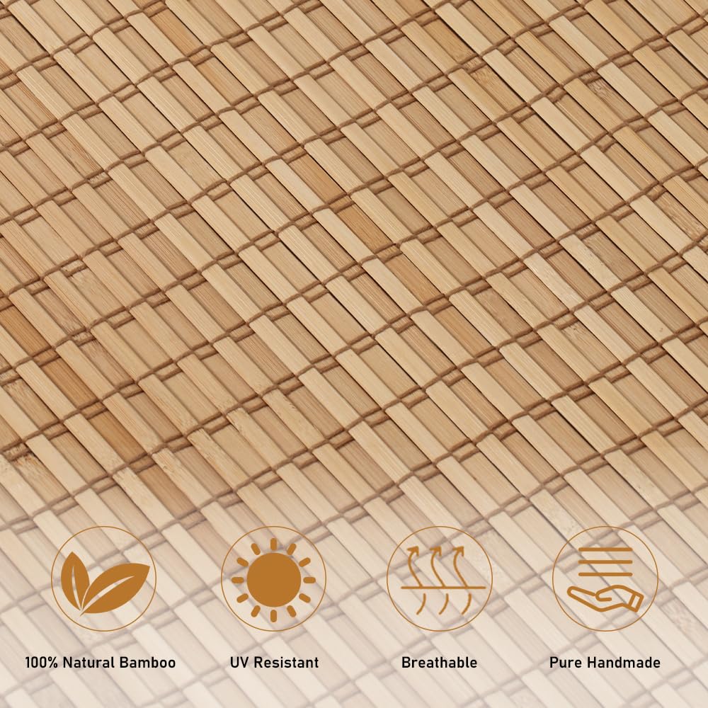 SEEYE Cordless Bamboo Roman Shades, Blackout Natural Bamboo Blinds for Indoor Windows, Roll Up Blind Privacy Shade for Home, Office, Door, UV Resistant & Easy to Install, 22" W x 64" H, Carbonized SEEYE