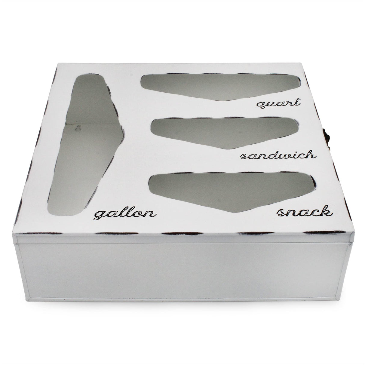 AuldHome Enamelware Kitchen Bag Organizer (White), Farmhouse Style Holder Compatible with Zipper Seal Kitchen Storage AuldHome Design