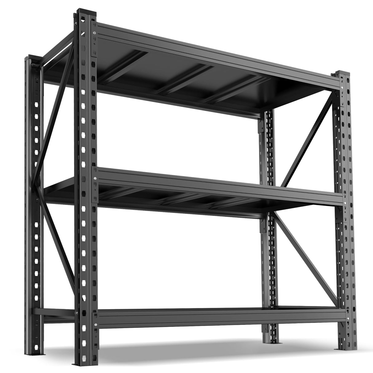 Heavy Duty Storage Shelves, 51.2"W Metal Garage Shelving Units, Durable Adjustable Steel Utility Shelf for Home Commercial Industrial Warehouse Storage Organization Utility Shelving Units, Black PRESTELION