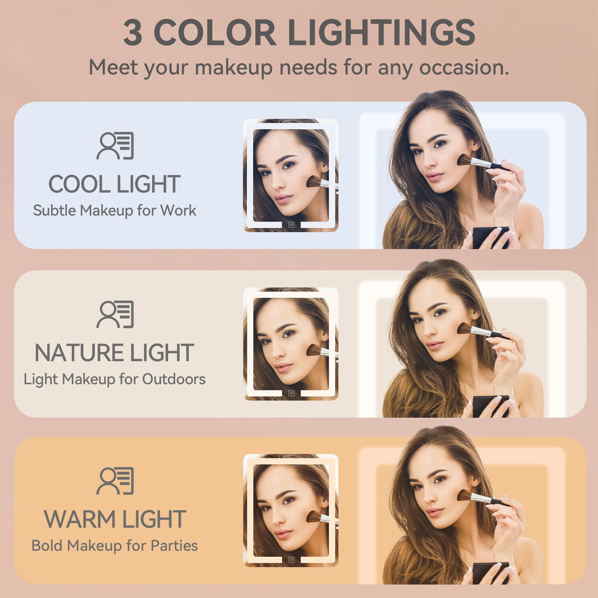 YITAHOME Vanity Desk Set with LED Mirror & Charging Station, 4-Drawer Makeup Table with Light Strip and Stool, Modern Dressing Table YITAHOME