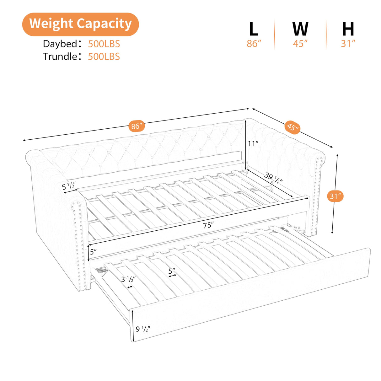 Christopher Knight Home Upholstered Daybed with Trundle, Twin Size Trundle Sofa Bed, Couch Bed with Backrest and Curved Armrests, No Box Spring Needed, for Living Room, Bedroom and Guest Room, Grey Christopher Knight Home