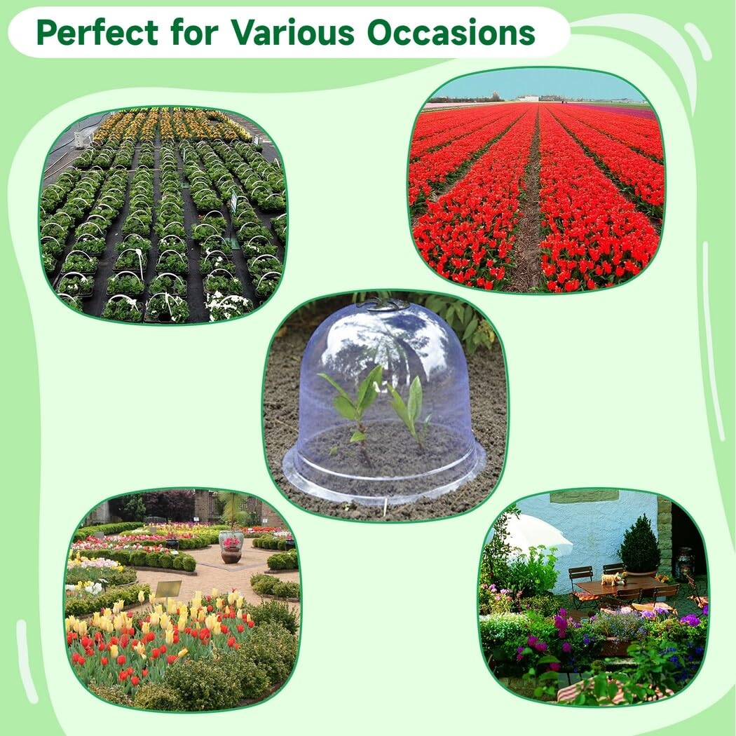 Homaisson 10PCS Plant Protector Covers, Plastic Garden Cloches, Reusable Mini Greenhouse for Plants, Bell Cloche Plant Protectors with Built-in Rotating Vents for Tender and New Seedlings Homaisson