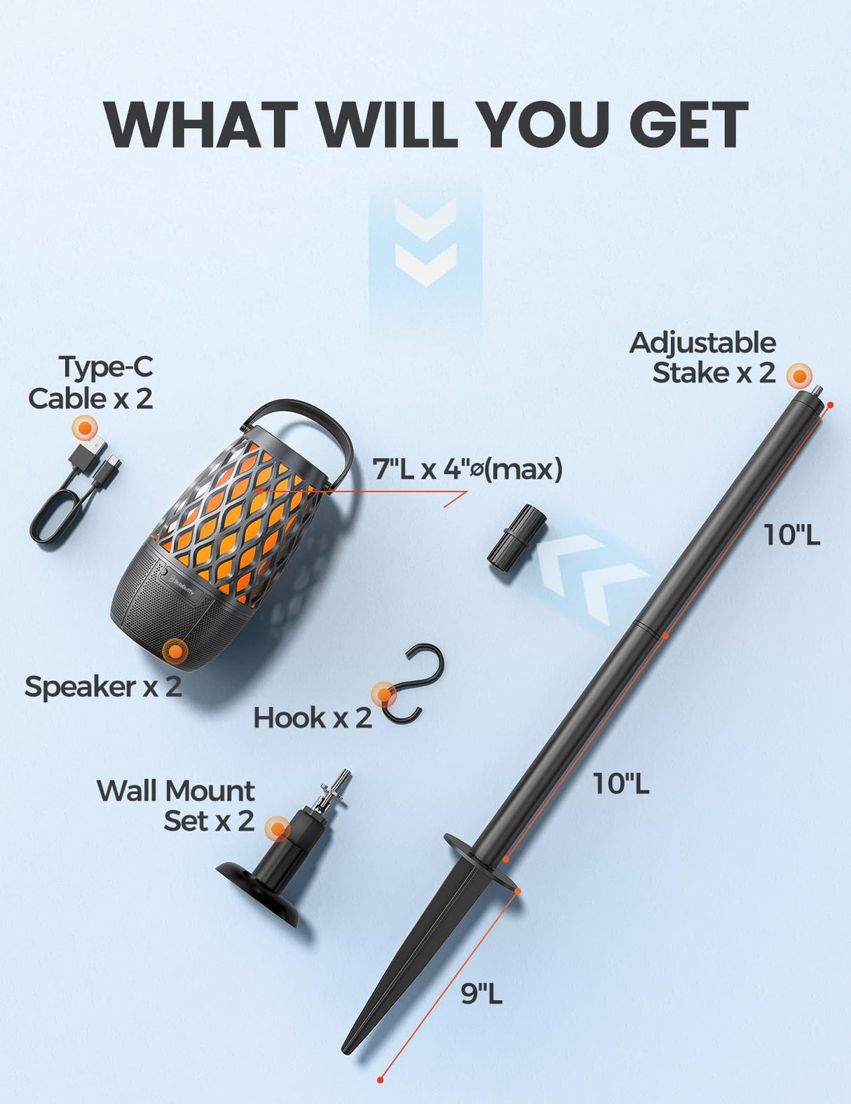 Upgraded Outdoor Speakers Gift for Men Bluetooth Speaker with lights Multi-Sync up to 100 Speakers Auto-Pairing HD Stereo Sound Cool Tech Gadgets for Him IPX5 Waterproof for Outside|Patio|Porch BolaButty