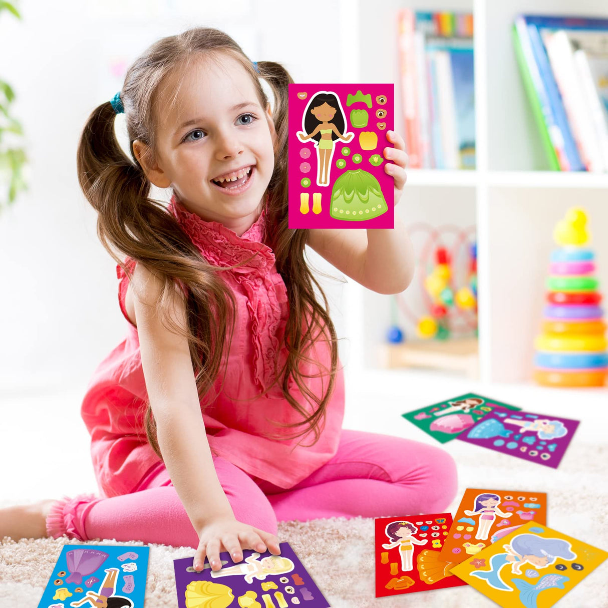 48 Pcs Princess Dress-Up Stickers Make a Face Make Your Own Stickers Birthday Party Favors for Kids Party Favors, Rewards, Art Craft with 8 Designs(Princess Style) Zonon