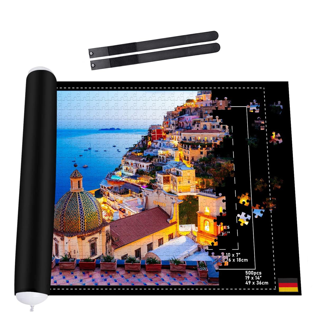 Collectix Premium Felt Puzzle Mat Roll Up for Small Puzzles - Non-Slip and Beautifully Soft - Jigsaw Storage for up to 500 Pieces - Portable Saver, Keeper and Holder Collectix