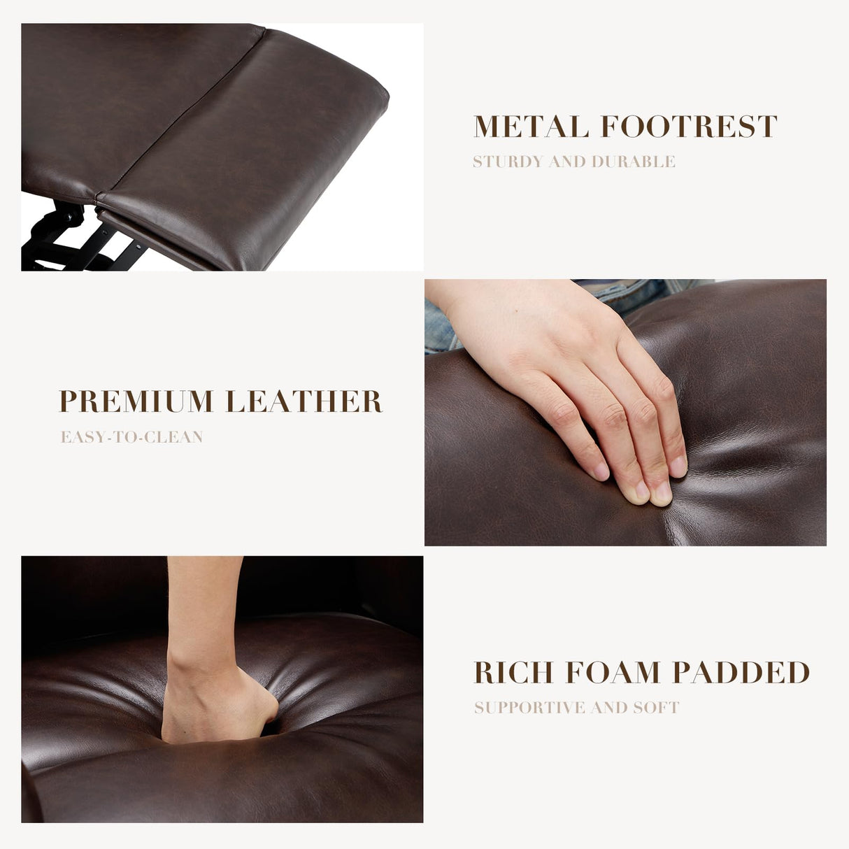 Power Lift Recliner Chair for Elderly-Electric Leather Lift Chair Remote Control, Ergonomic Recliner Chair with Side Pocket, Spacious Seat-Chocolate COLAMY