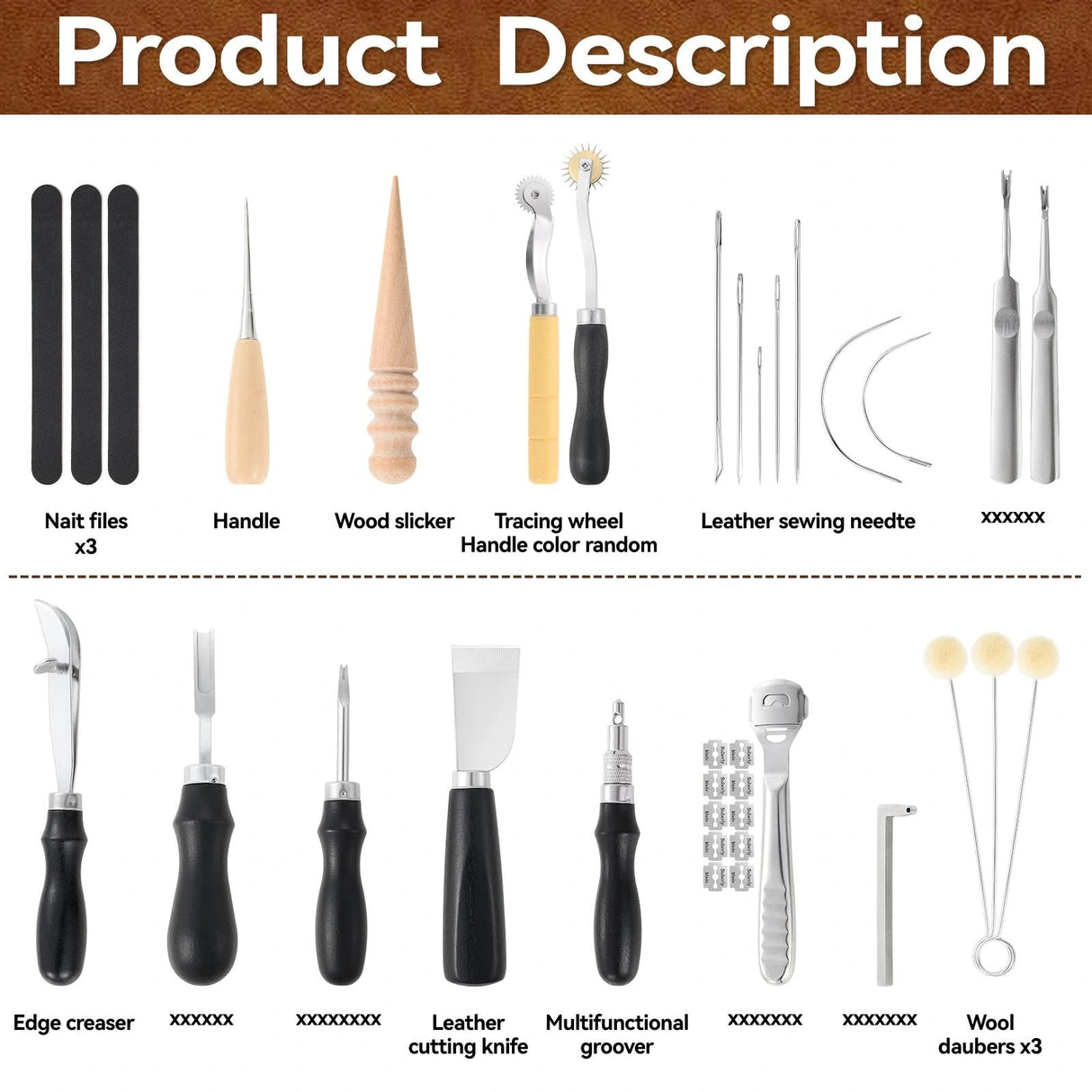 FOPUGT Leather Tooling Kit - Comprehensive Leather Working Kit for Beginners and Professional, with Engraving Punching Stamping Tools FOPUGT