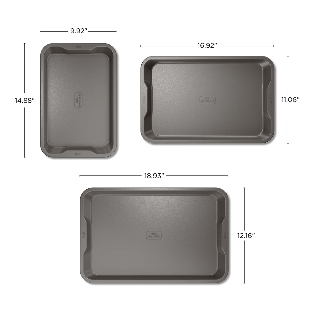 Ninja B33003 Foodi NeverStick Premium 3-Piece Baking Sheet Set, Nonstick, Oven Safe up to 500⁰F, with 9 x 13 inch Sheet, 10 x 15 inch Sheet & 11 x 17 inch Sheet, Dishwasher Safe, Grey Ninja