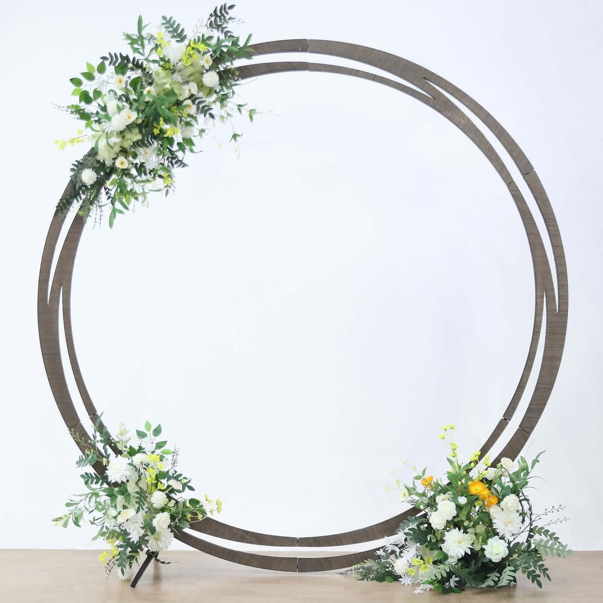TABLECLOTHSFACTORY 8ft Natural Brown Wood DIY Round Wedding Arch Backdrop Stand, Rustic Photo Backdrop Stand Tableclothsfactory