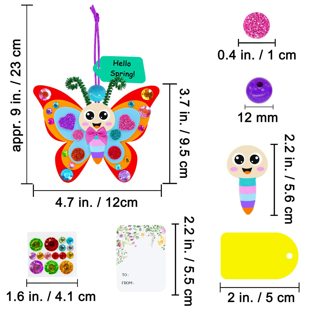 Winlyn 24 Sets Butterfly Craft Kits DIY 3D Rainbow Butterfly Ornaments Decorations Art Set Foam Stickers Arts and Crafts for Kids Spring Summer Camping Party Classroom Activities Art Project Winlyn
