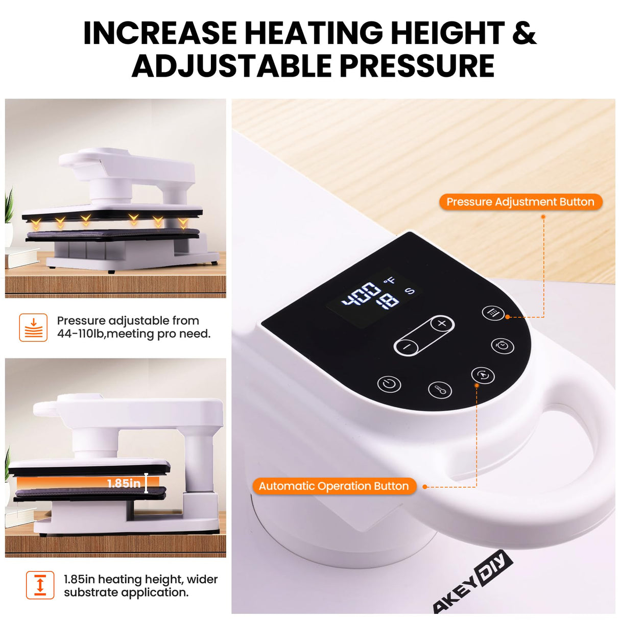 Swivel Auto Heat Press Machine, 15x15 Smart T-Shirt Press with Auto Release & 7-Level Auto Pressure, Higher Heating Height, Heats Up Fast and Evenly Heat for HTV, Sublimation, Heat Transfer Whubefy