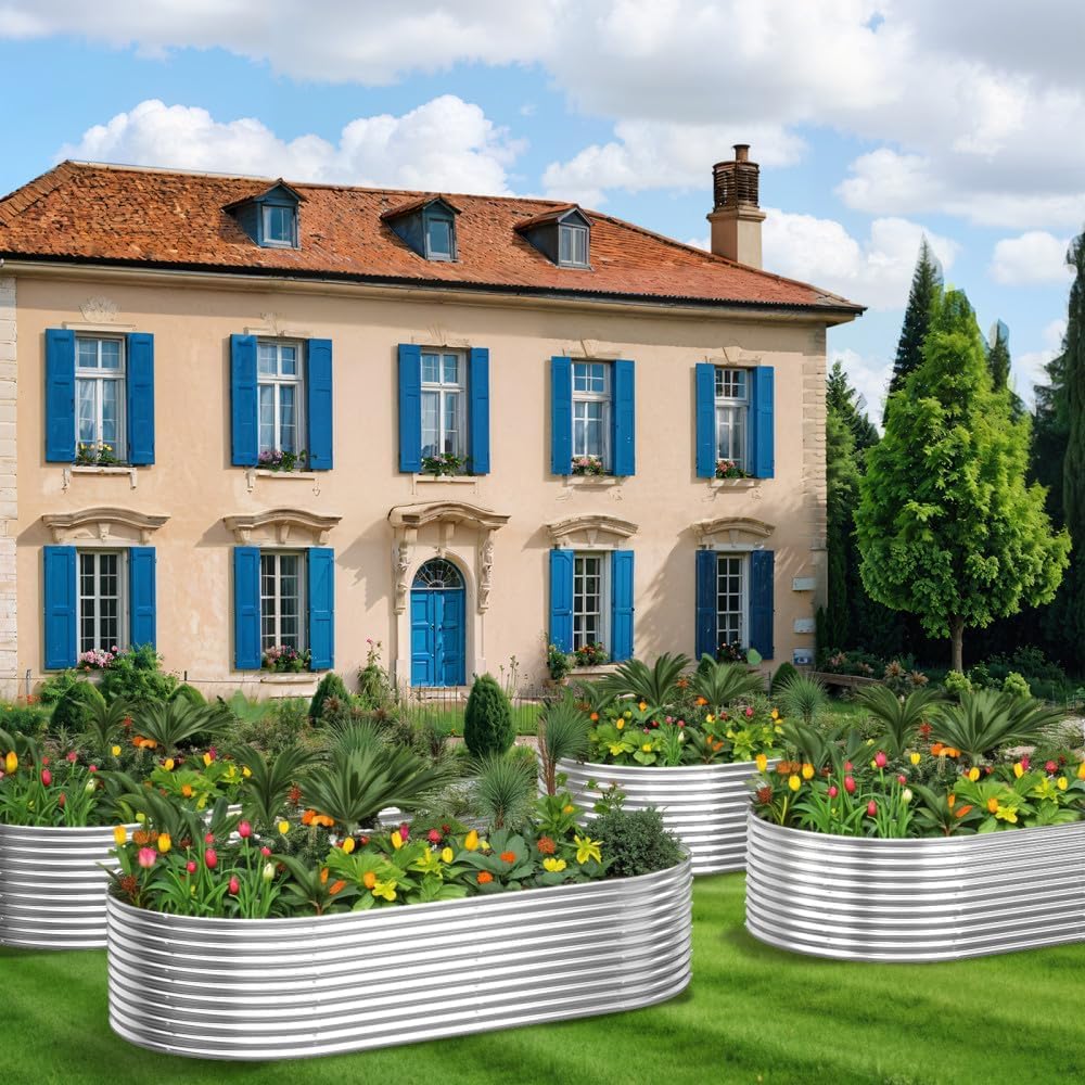 FRIZIONE 2pcs Tall 6x3ft Galvanized Raised Garden Bed Outdoor,Steel Garden Bed for Vegetables,Above Ground Garden Box for Flower,Metal Raised Beds for Gardening FRIZIONE