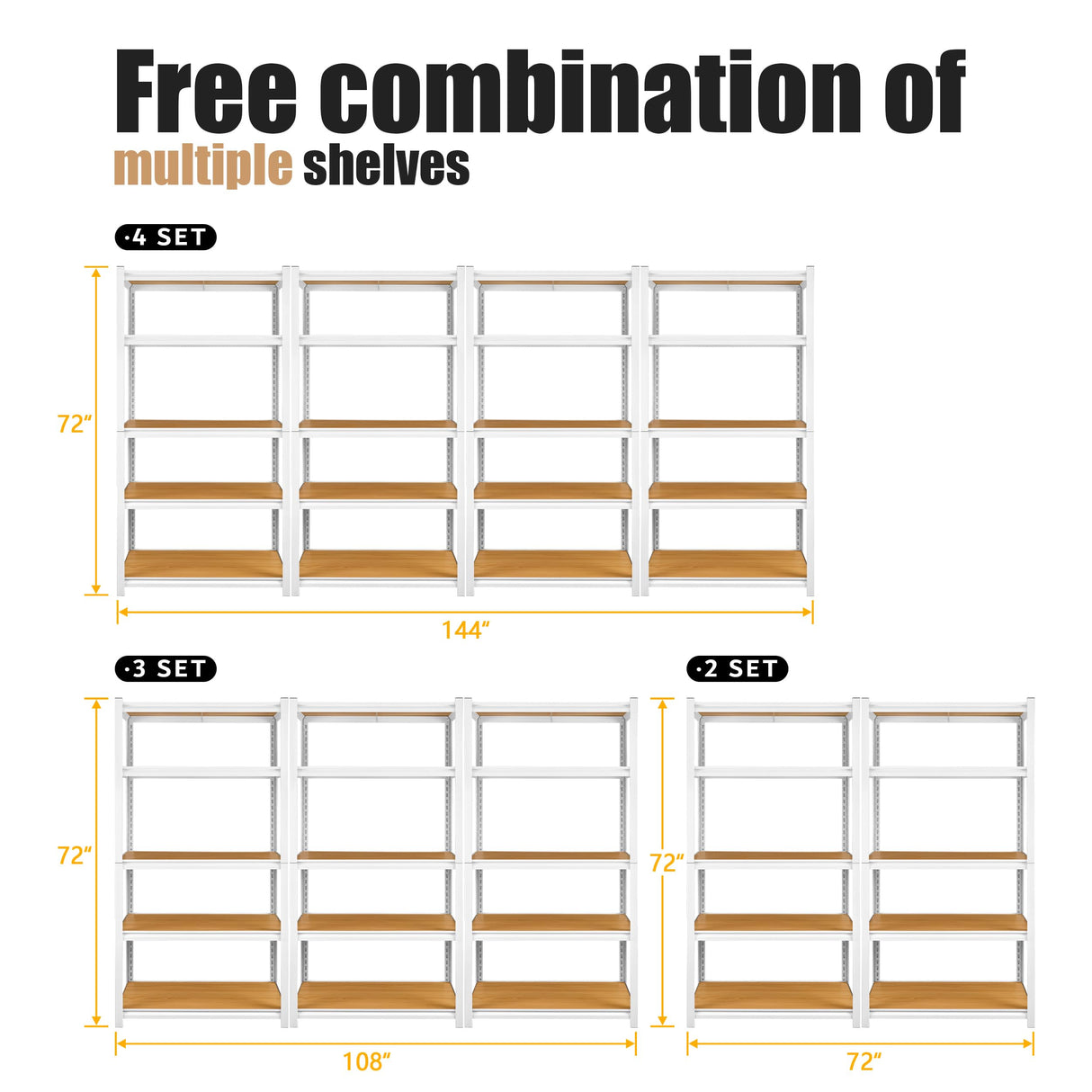 PrimeZone 5-Tier Heavy Duty Metal Storage Shelves - 36" W x 16" D x 72" H, Adjustable Utility Rack in White for Home & Garage Organization PrimeZone