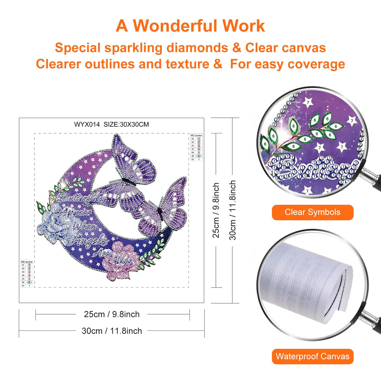 Stalente Diamond Painting Kits for Adults Moon Saying, 5D Special Shape Diamond Art Kits for Beginners, Crystal Rhinestones Diamond Painting for Home Wall Decoration Gift 12×12inch, Butterfly Stalente