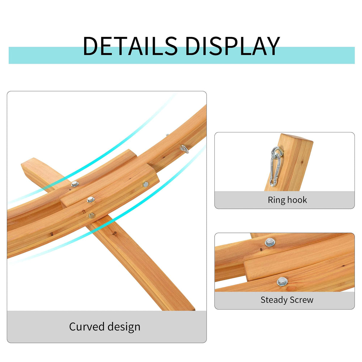 Outsunny 10.6' Wooden Hammock Stand Universal Garden Picnic Camp Accessories, 264lbs, Natural Outsunny