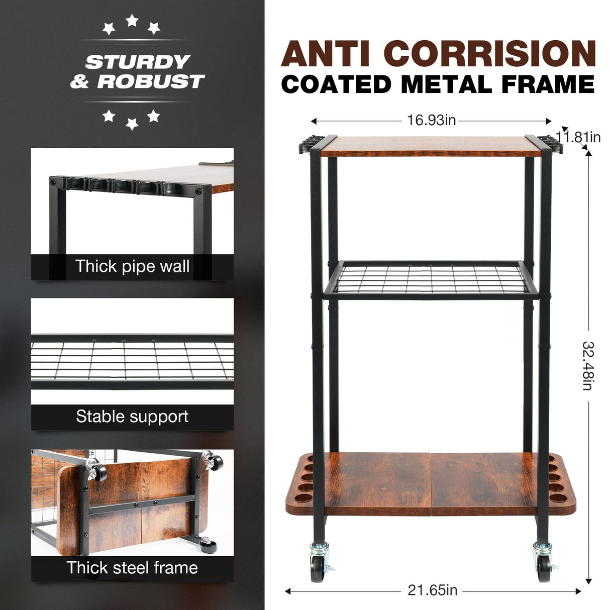 Ghosthorn Fishing Rod Holders for Garage Fishing Gear and Equipment Tackle Storage Cart Pole Rod Rack Hold up to 10 Rods Ghosthorn