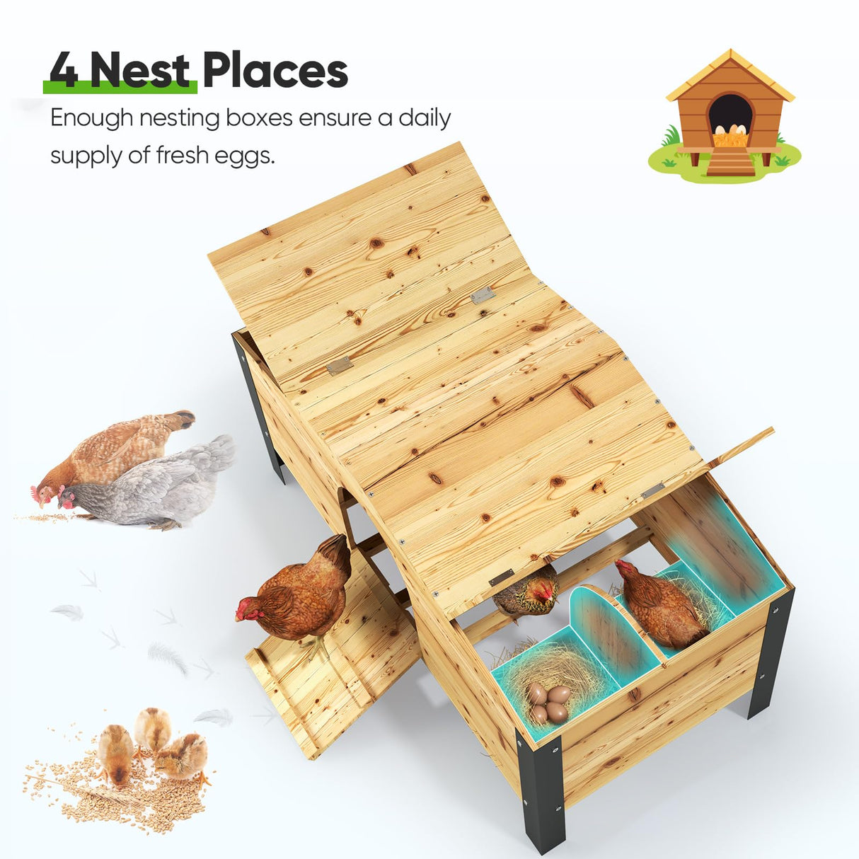 Quictent Large Metal Chicken Coop Run W/Nesting Box for 30+ Poultry with Heavy Duty Wire Mesh and Waterproof Roof Cover, Outdoor Walk-in Cage Peak Hen House for Yard Farm, 18x9x6.6FT Quictent