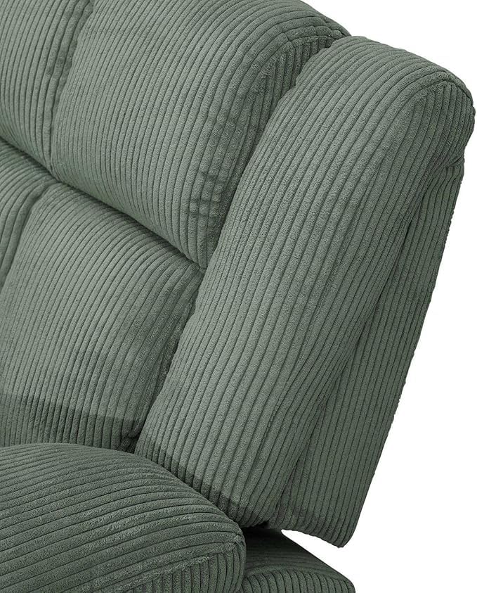 Ocstta Corduroy Recliner Sofa Set for Living Room,Reclining Loveseat/Couch/Chair Set Manual Reclining Sofa Set with Storage/Cup Holders for Living Room Office Home (Green, 3 Seater Sofa) Ocstta