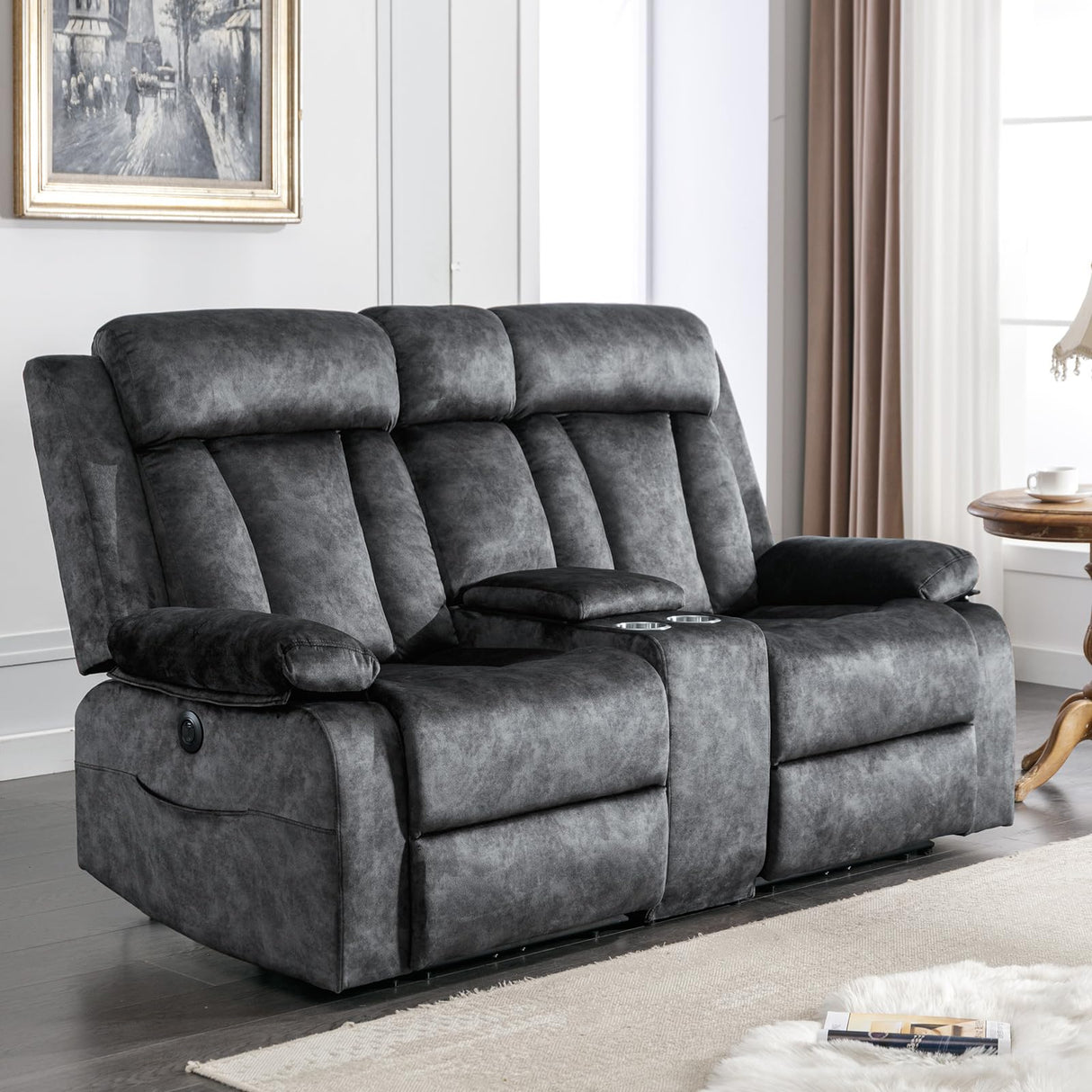 GUEAPY Reclining Loveseat-Power Reclining Loveseat with Console,Love Seat Recliner Sofa,Dual Reclining loveseat with Heat and Massage,Cup Holders, USB & Type-C Charge Ports,Pocket, for Living Room GUEAPY