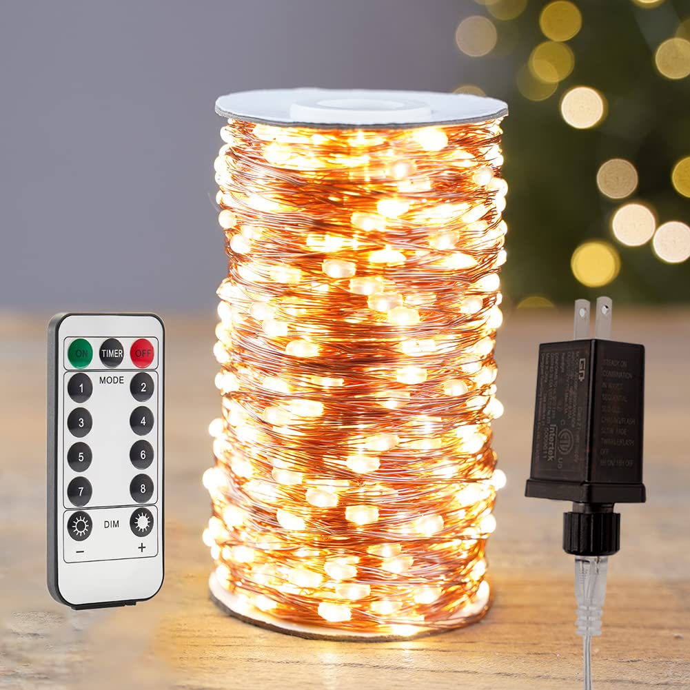 RESNICE 660FT Extra Long Fairy Lights Plug in Waterproof Outside High Bright Copper Wire String Lights with Remote 2000 LED for Garden, Porch, Patio, Christmas Wedding Party Decoration RESNICE