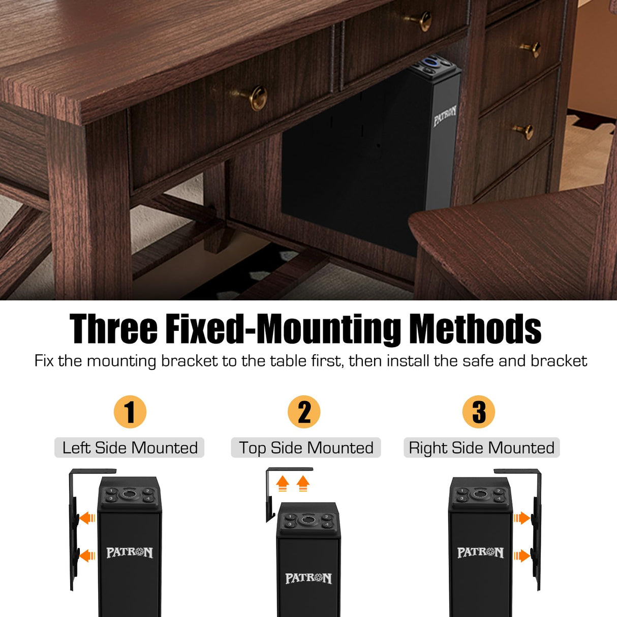 Biometric Slider Gun Safe for Handgun,Hidden Fingerprint Gun Safe Box for Home Nightstand Desk Bedside,Wall Mounted Lock Quickly Access Sliding Door Pistol safes,PIN Code Key PATRON