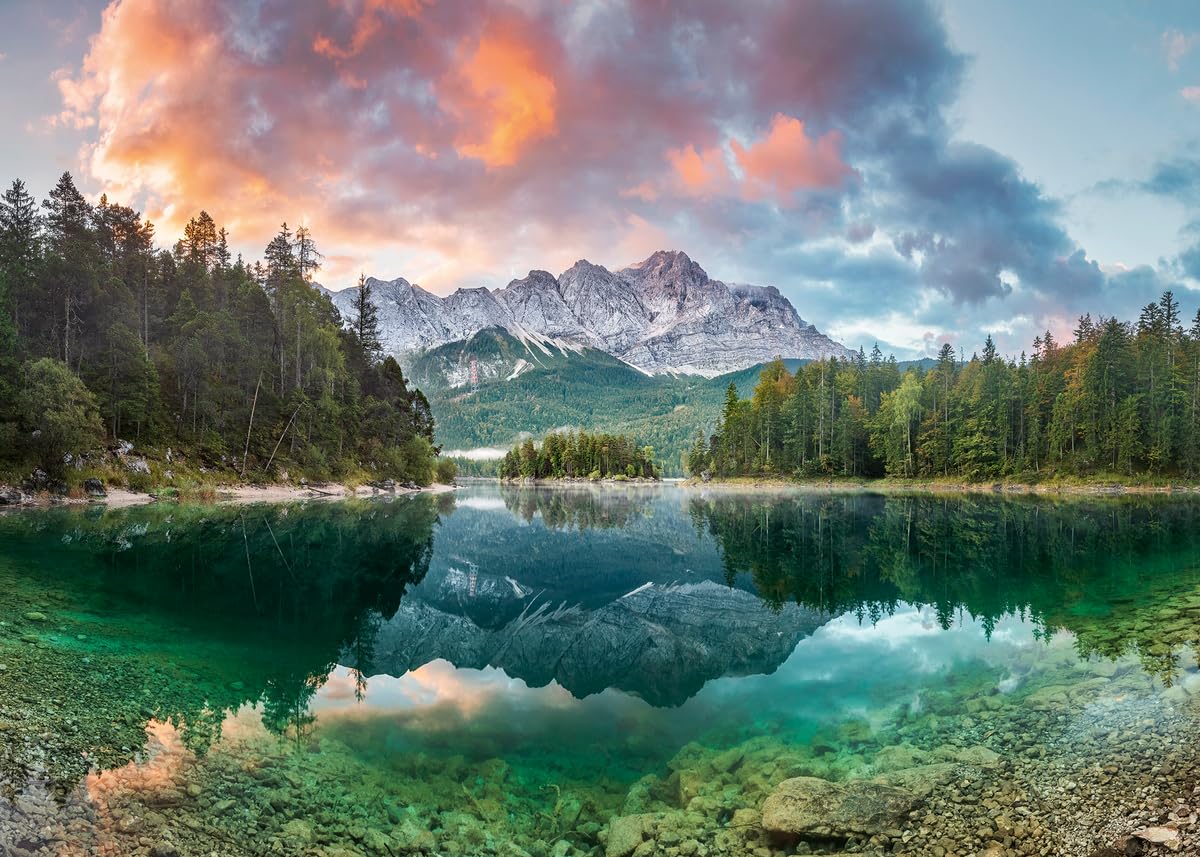 Ravensburger Eibsee Lake, Zugspitze, Germany 1000 Piece Jigsaw Puzzle for Adults | Unique, Pieces | Anti-Glare Surface | FSC Certified, Eco-Friendly | Amazon Exclusive Ravensburger