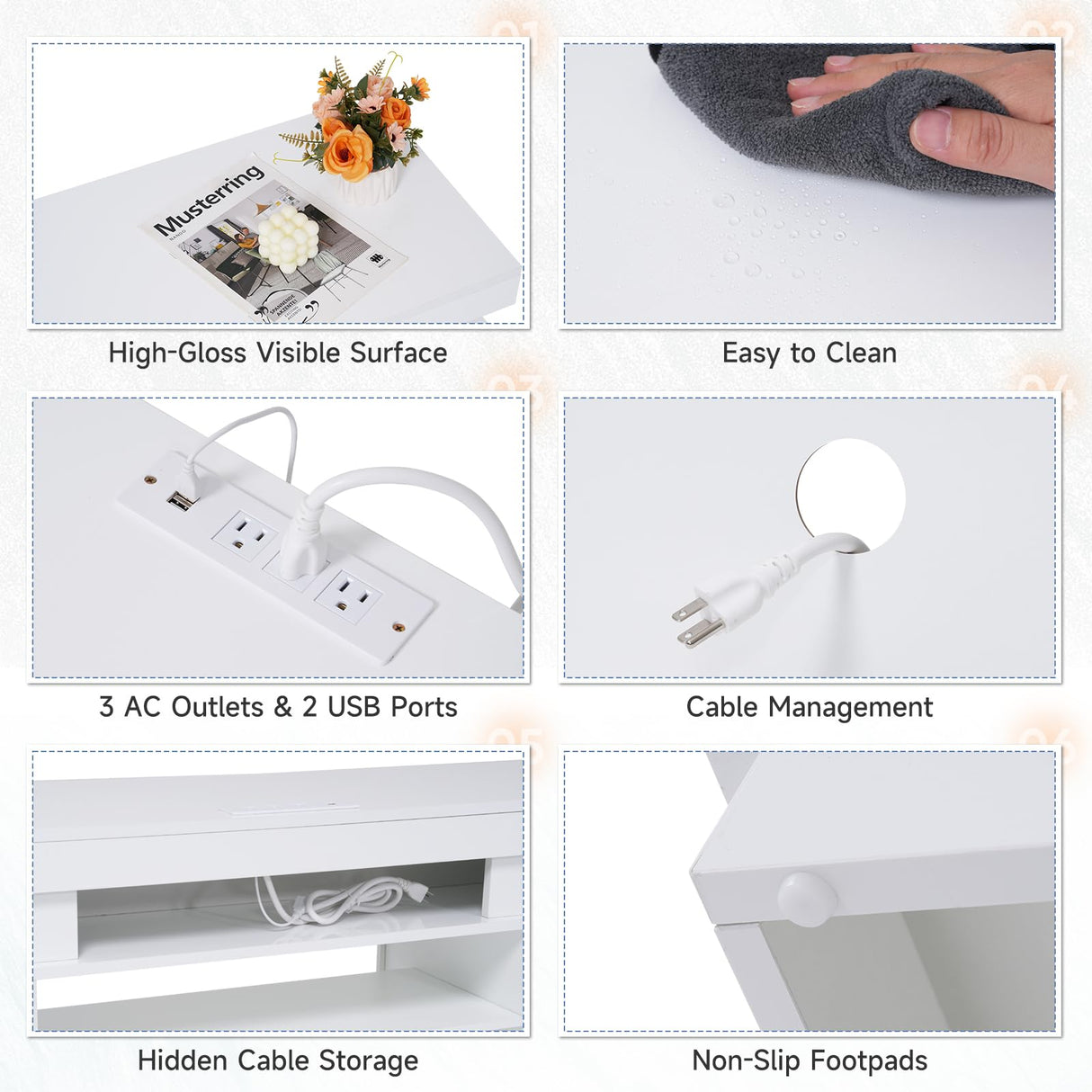 Verano Garden 63" LED TV Stand for 75 Inch TV, High Gloss Entertainment Center with 2 Storage Cabinets and Open Shelf, Modern TV Media Console with Power Outlet & Light for Living Room, Bedroom, White Verano Garden