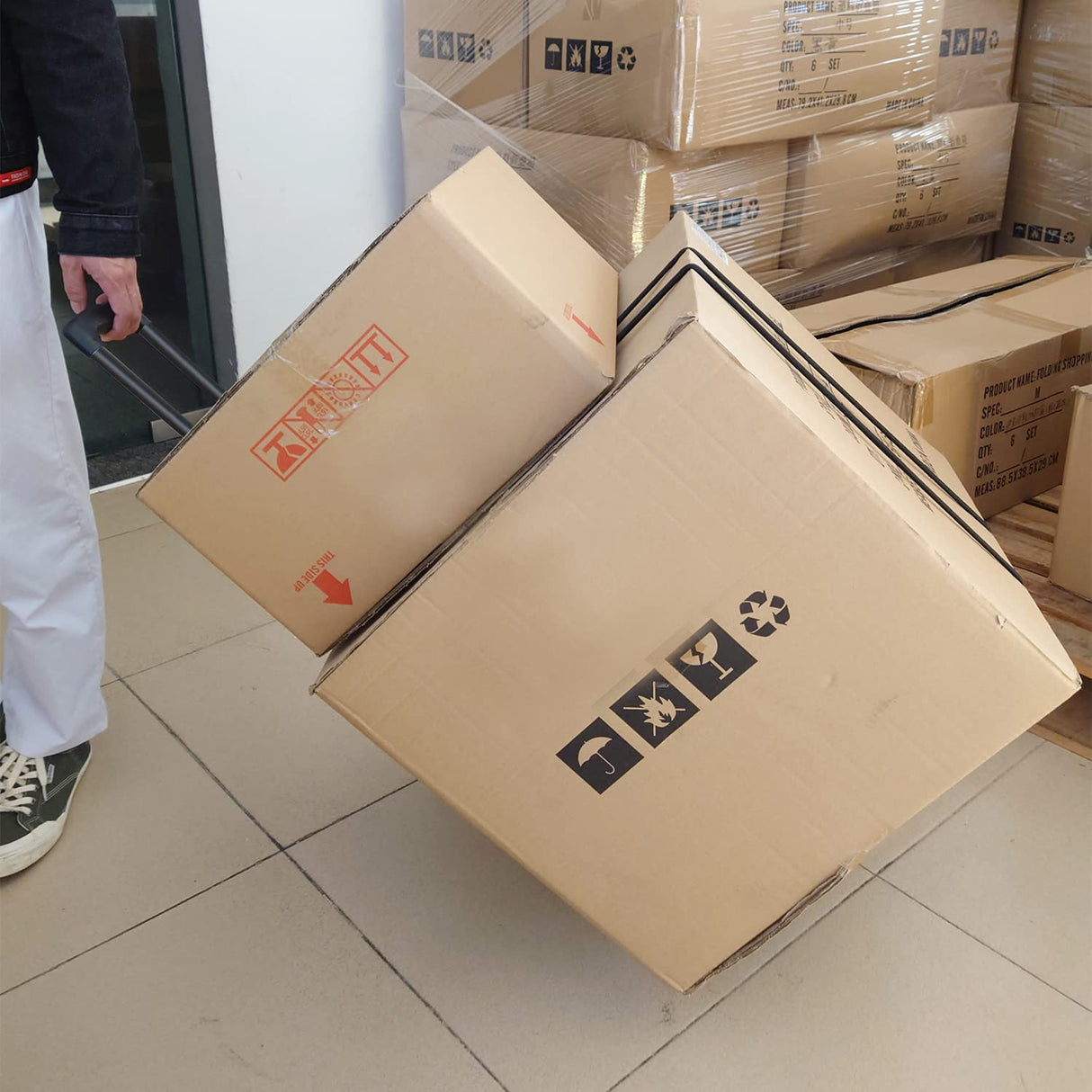 Folding Hand Truck Iron Tube Pull Rod Folding Cart Foldable Trolley Dolly with Wheels Utility Lightweight Expandable Large Chassis Foldable into Backpack,Portable Luggage Cart for Airport Travel ZHJINGYU