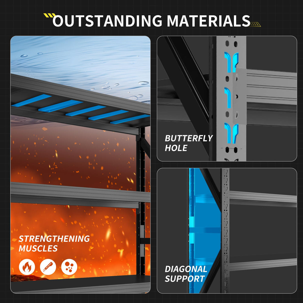 InaryLof Metal Garage Shelving,4000 LBS Garage Shelving Unit and Storage,Adjustable 4-Tier Heavy Duty Shelving,Garage Storage Shelves for Shop,Basement,Garage (Black, 23.6" D*59.1" W*78.7" H) InaryLof