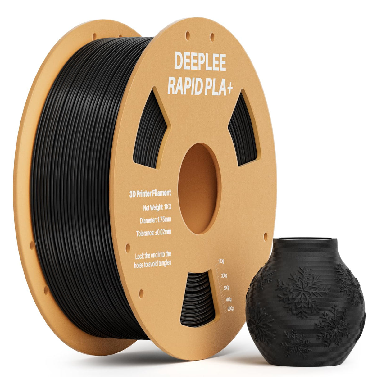DEEPLEE Rapid PLA Plus Filament 1.75mm, High Speed 3D Printer Filament Up to 600mm/s, PLA+ Filament Dimensional Accuracy +/- 0.02 mm Fits Most FDM 3D Printer, Cardboard Spool Black 1kg Deeplee