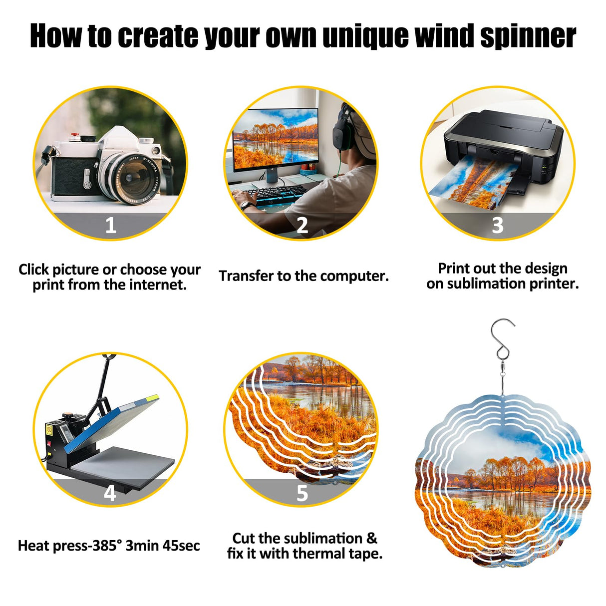 10 Pack Sublimation Wind Spinner Blanks 8 Inch,3D Aluminum Wind Spinner Sublimation DIY Crafts Ornaments for Indoor Outdoor Garden Yard LWestine