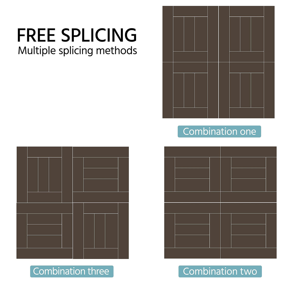 Topeakmart 27PCS Patio Deck Tiles Interlocking Wood Composite Decking Floor Tiles 12 x 12in Dark Brown for Outdoor & Indoor Patio Garden Deck Poolside Topeakmart