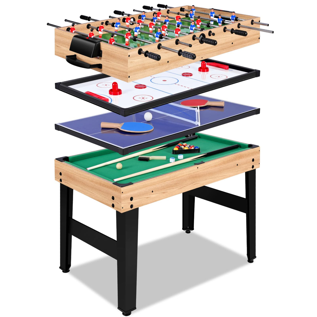 12-in-1 Game Table - 48" Combo Game Table, Ping Pong Table, Foosball Table, Air Hockey Table, Pool Table - Sports Arcade Games with Accessories - Ideal for Game Rooms and Family Game Nights! Rioloiuy