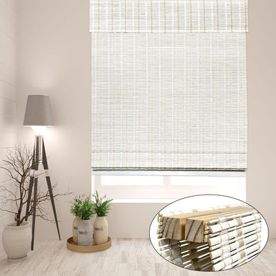 Cordless Bamboo Roman Shades, Bamboo Blinds for Windows, Light Filtering Cordless Blinds for Interior Windows, Living Room, Bedroom, Kitchen (W 47in x H 71in)