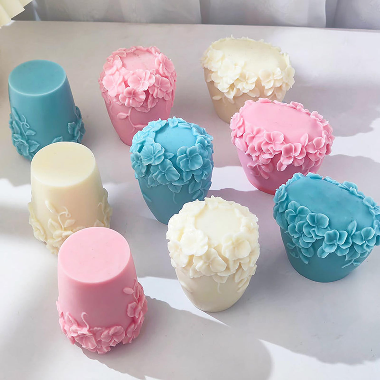 Bottle Candle Molds Cylinder Mold Flower Pillar Molds - Rose Flower - Resin Casting Silicone Molds for Home Decor & Candle Making Wave Spiral Mold ESEENS