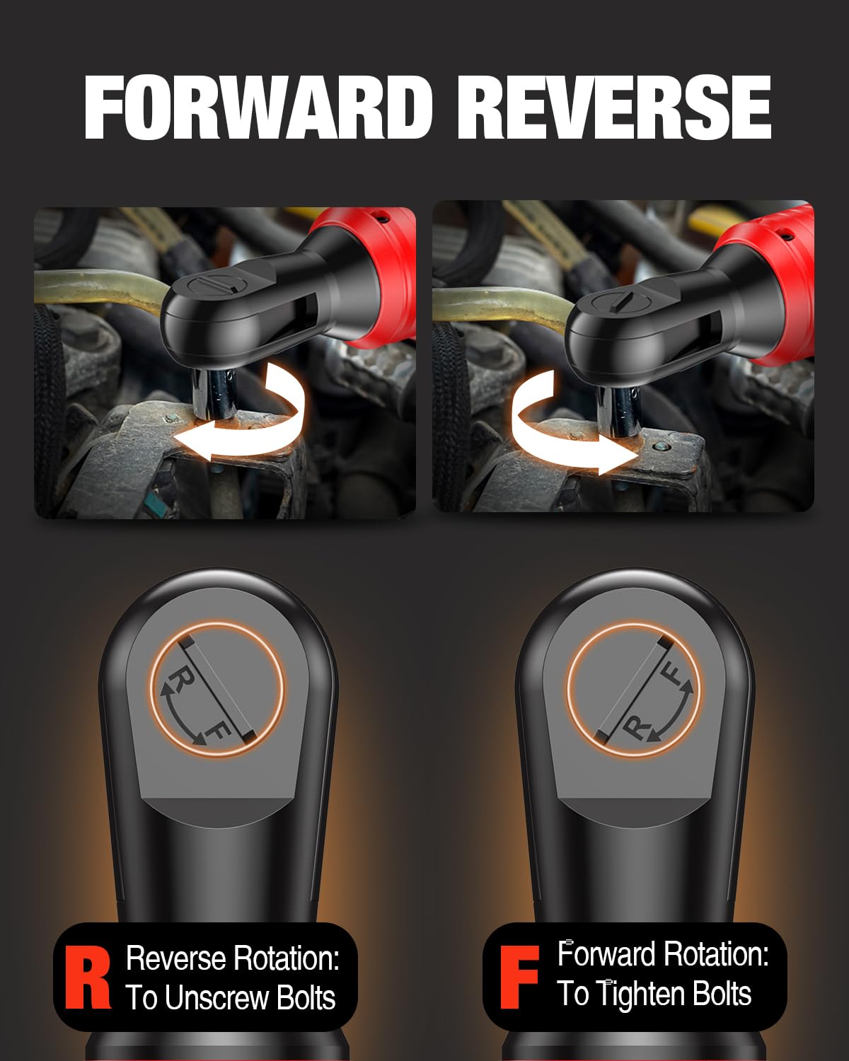 Cordless Electric Ratchet Wrench Set 3/8", Upgraded 60 Ft-lbs 21V Powerful Ratchet Tool Kit, With LED Light Cordless Ratchet,Variable Speed,7 Sockets, 3" Extension Bar, 1/4" Adapter, 2*2000mAh Battery SOARFLY