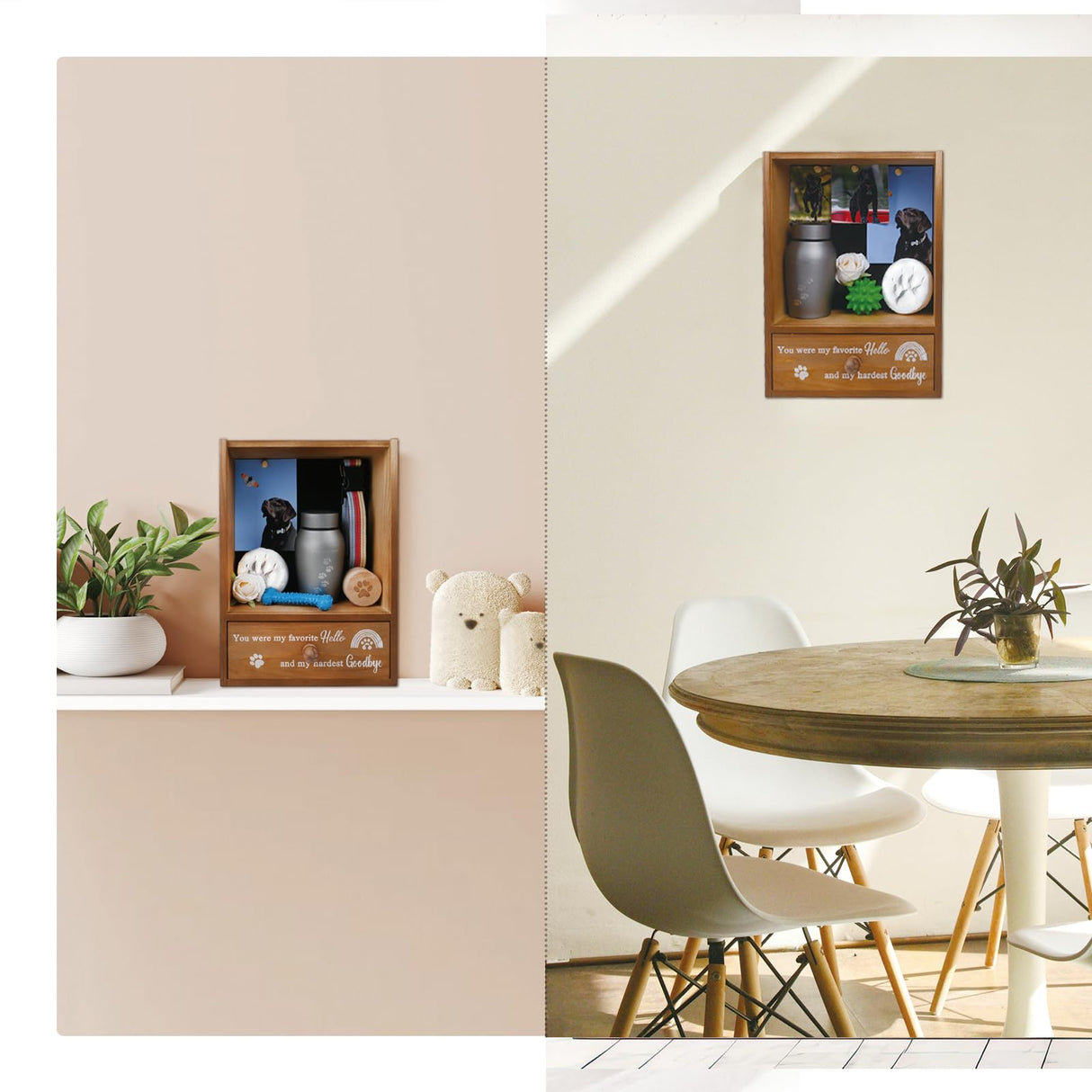 Favonuovy Pet Memorial Shadow Box Keepsake 9.25x13 Dog Memorial Gifts for Loss of Dog Death Sympathy and Remembrance Gift Large Pet Picture Frame Display Case with Deep Rainbow Bridge Drawer Favonuovy